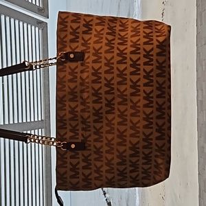 Michael Kors Brown, tan and gold purse handbag in excellent used condition